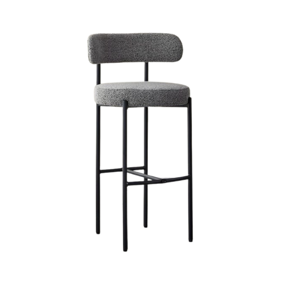 Boucle Bar Stool - Grey