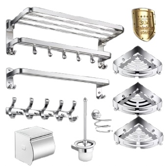 ￼YUN JIE YA Wall-Mounted 304 Stainless Steel No-punch Bathroom Paper Holder