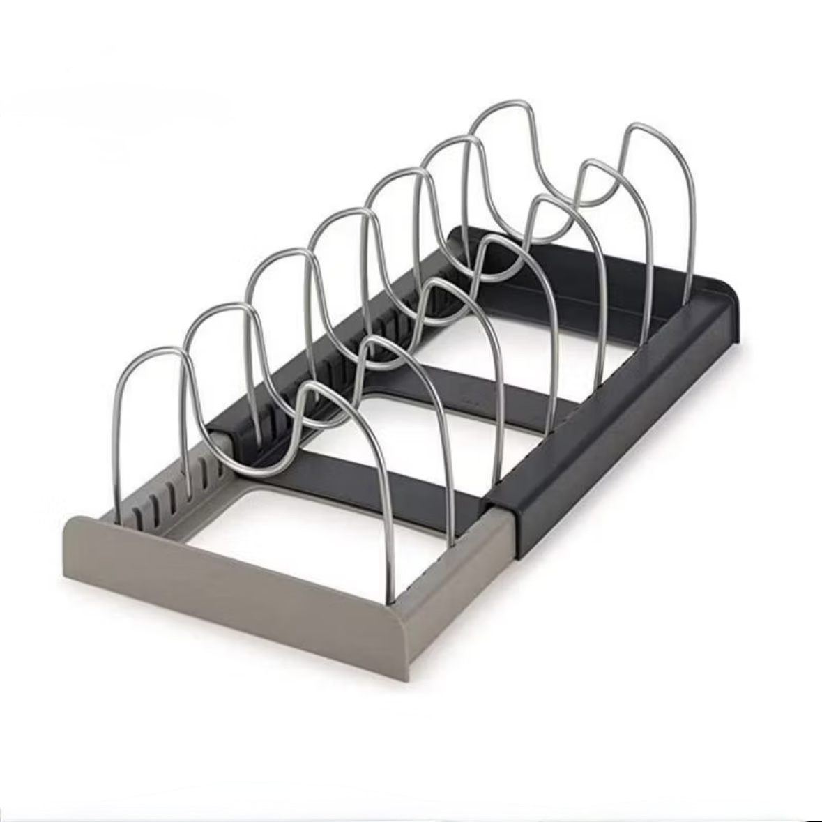 ￼7 Dividers Stainless Steel Kitchen Pot Lid Holder Expandable Pan Organizer Rack Drawer Type Adjustable Utensils