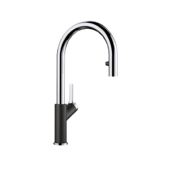 Carena-S Vario Kitchen Tap - Silgranite Black/Chrome High Pressure with Pull-Out Hose