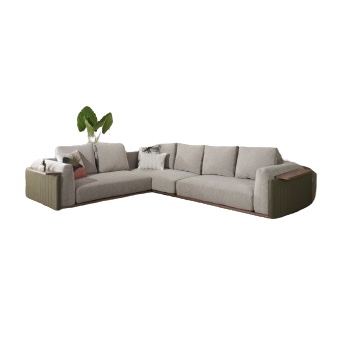 Celadon L Shaped Fabric Sofa