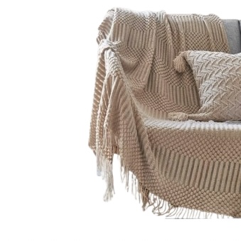 Poiio Throw Blanket with Tassel for Sofa Couch Bed - 130x170cm