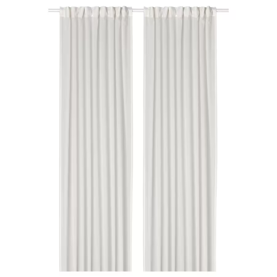 ROSENROBINIA Sheer Curtains, 1 Pair, with Heading Tape - White