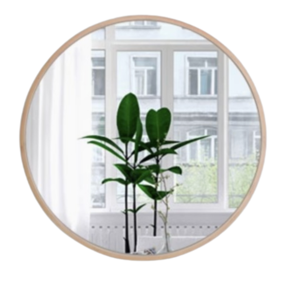 Solid Wood Round Makeup Mirror