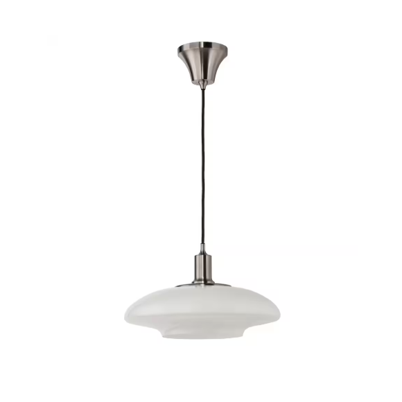 Taellbyn Pendant Lamp, 40 cm - Nickel-Plated/Opal White Glass,