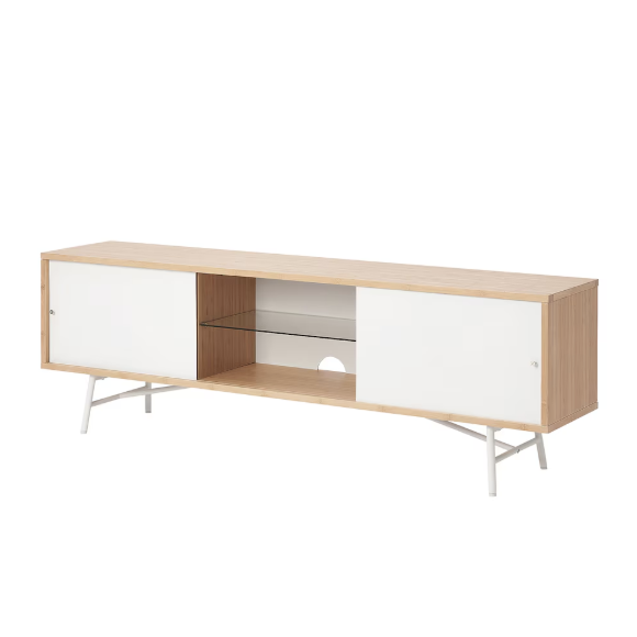 SVENARUM TV Bench with Sliding Doors - Bamboo