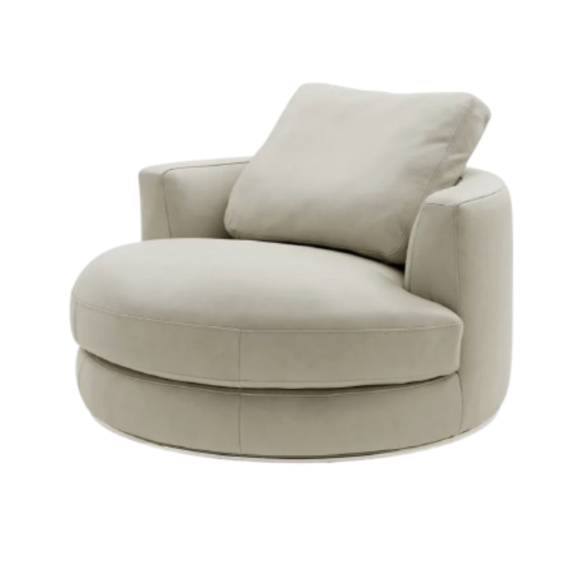 Hamilton Leather Round Swivel Armchair