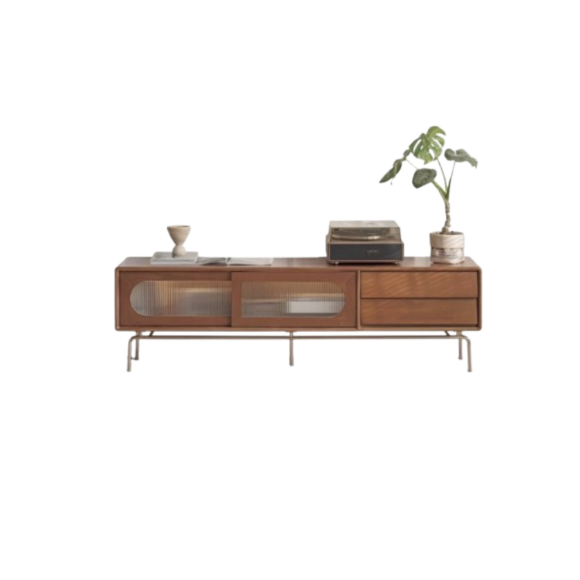 Walnut Sideboard with Sliding glass