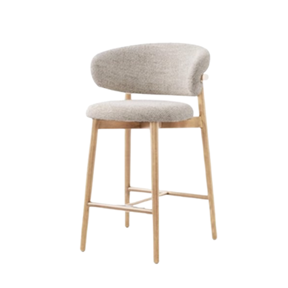 Nordic Solid Wood Cushioned Bar Stool