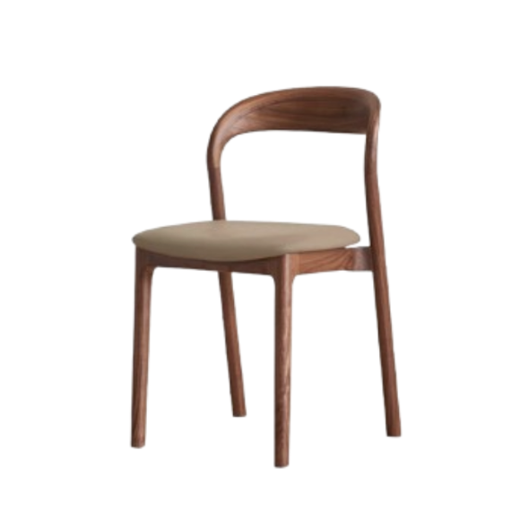 Solid Wood Dining Chair with Leather Seat