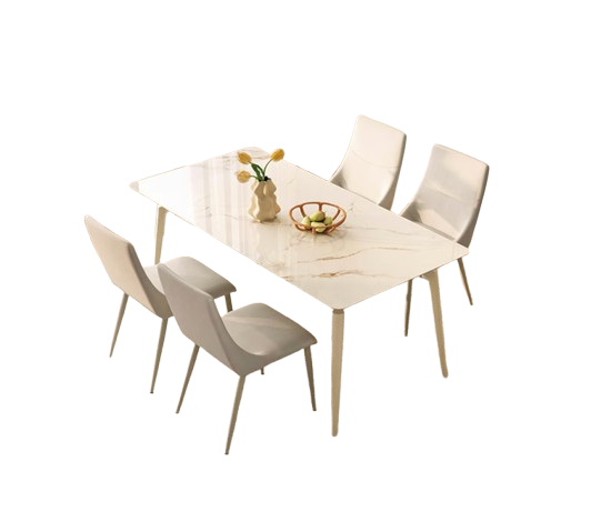 Duron Dining Table with 4 Edria Chairs Set, Sintered, 1.6M 