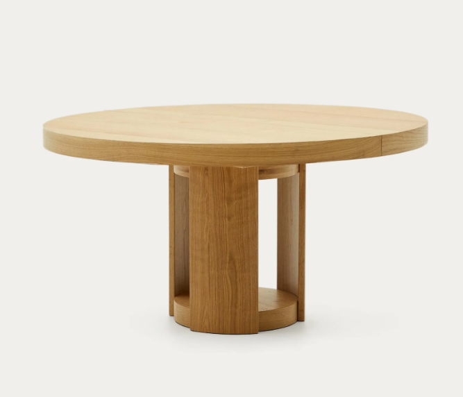 Artis extendable round table in solid oak wood and veneer