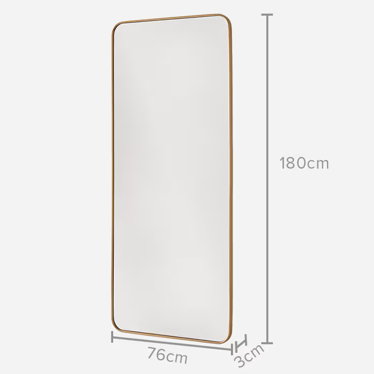 Aria Rounded Rectangle Floor Mirror - Rose Gold
