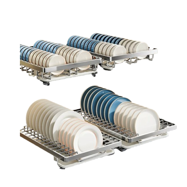 Stainless Steel Pull Out Dish Rack 4 Pcs 