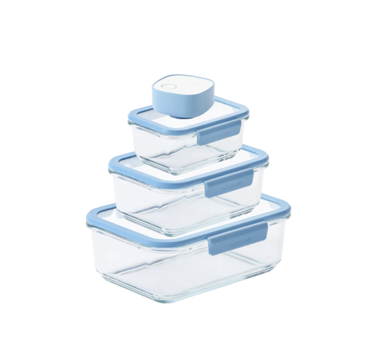 Neoflam Vacu Seal Borosilicate Glass Storage Containers