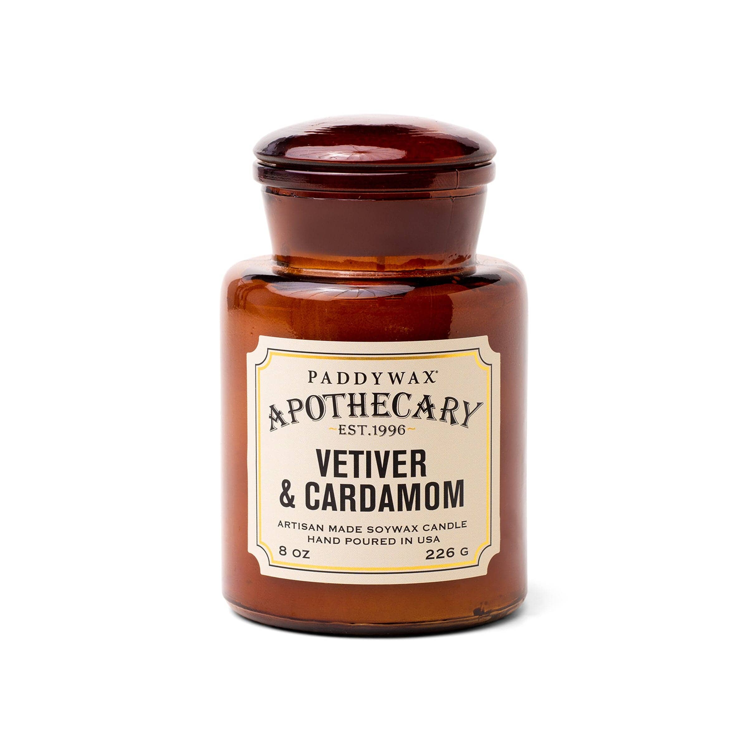 Apothecary 8 oz Candle, Vetiver + Cardamom