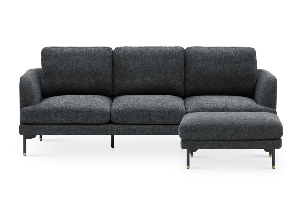 Pebble 3 Seater Sofa with Ottoman - Shadow Grey