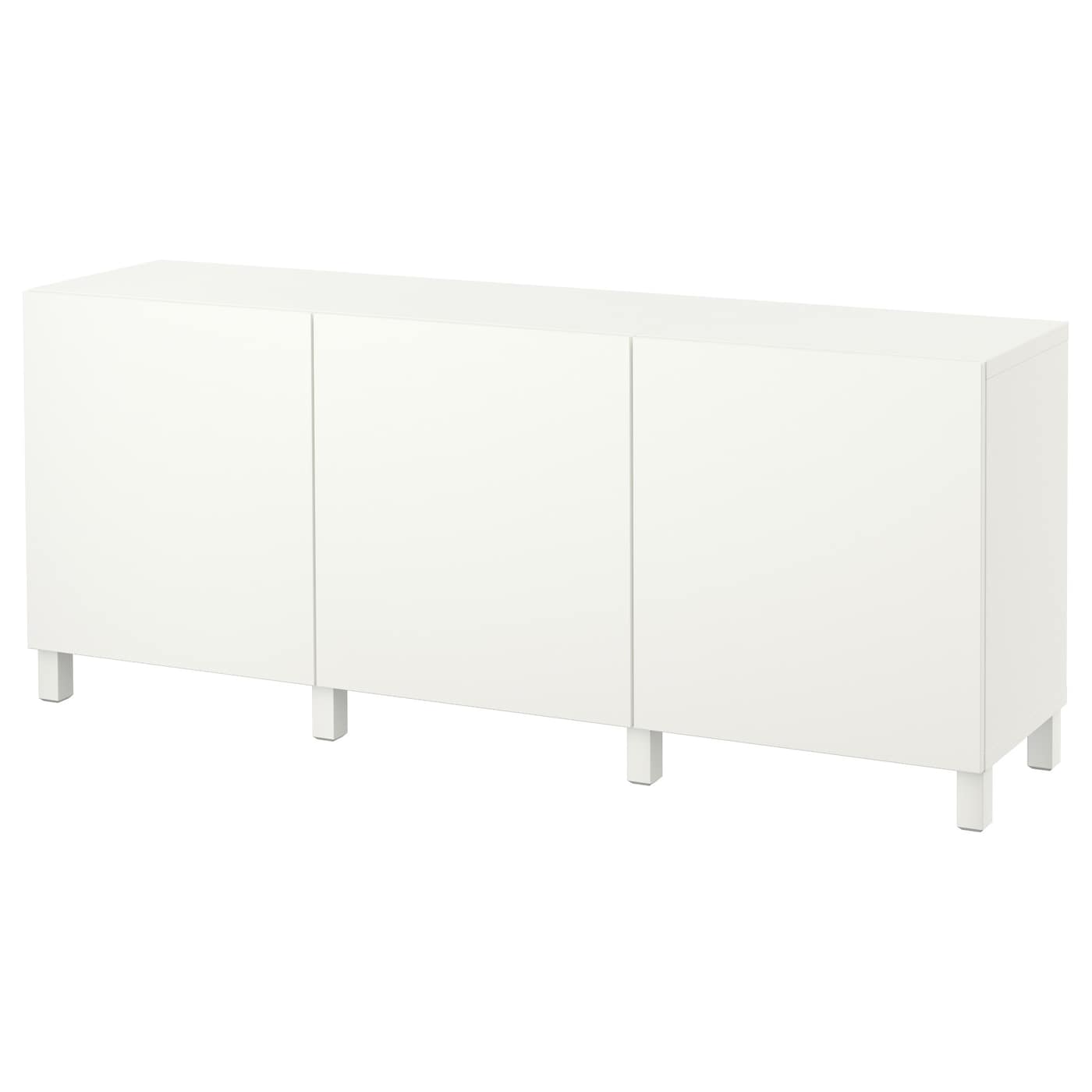 BESTÅ Storage Combination with Doors, White/Lappviken/Stubbarp White, 180x42x74 cm