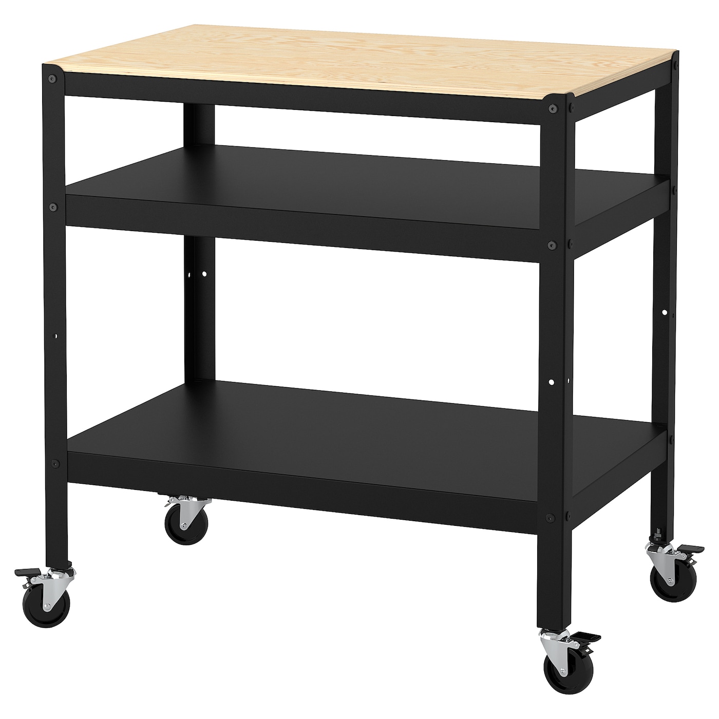 BROR, Plywood Trolley, 85x55 cm, Black/Pine