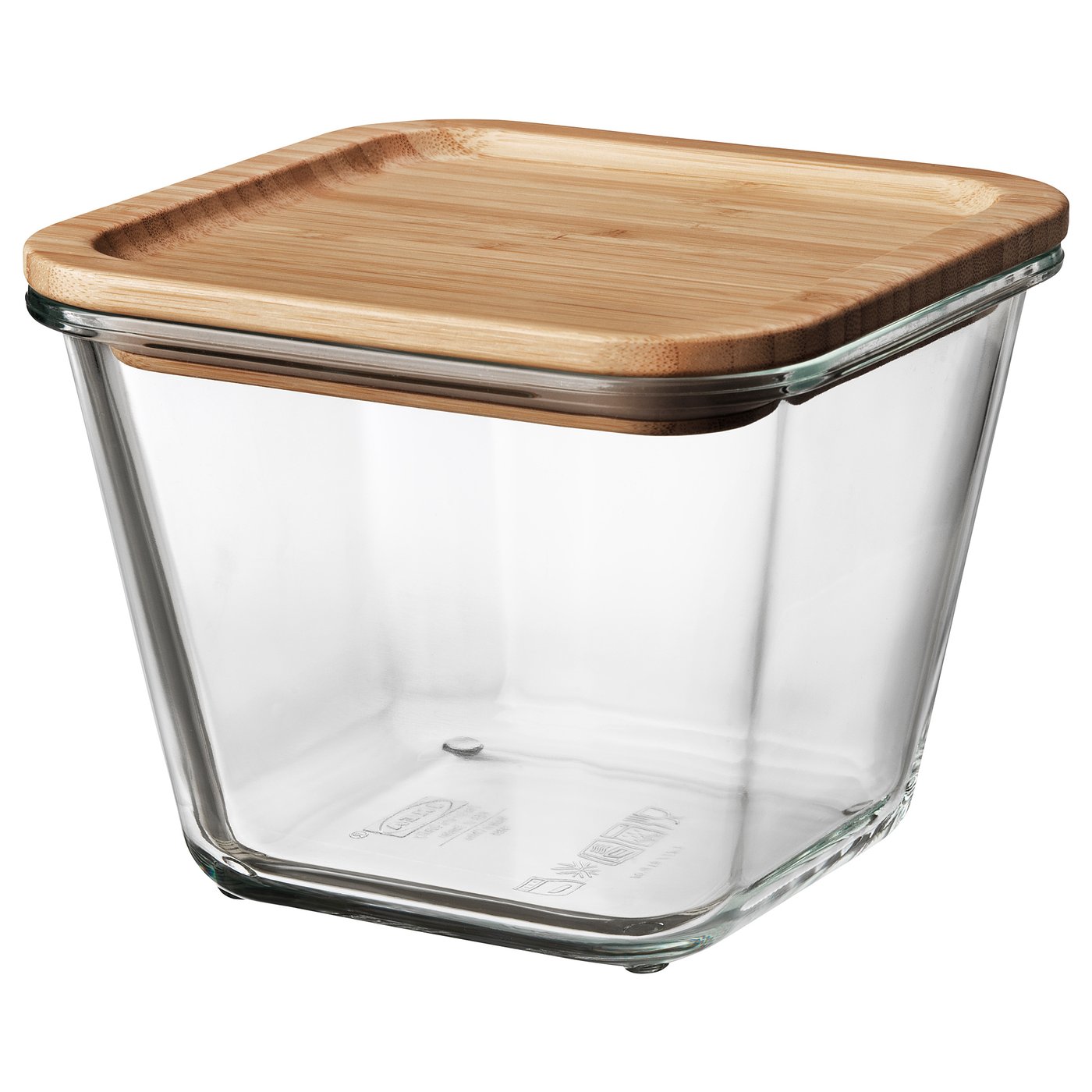 IKEA 365+ Food container with lid, 1.2 l - square glass/bamboo