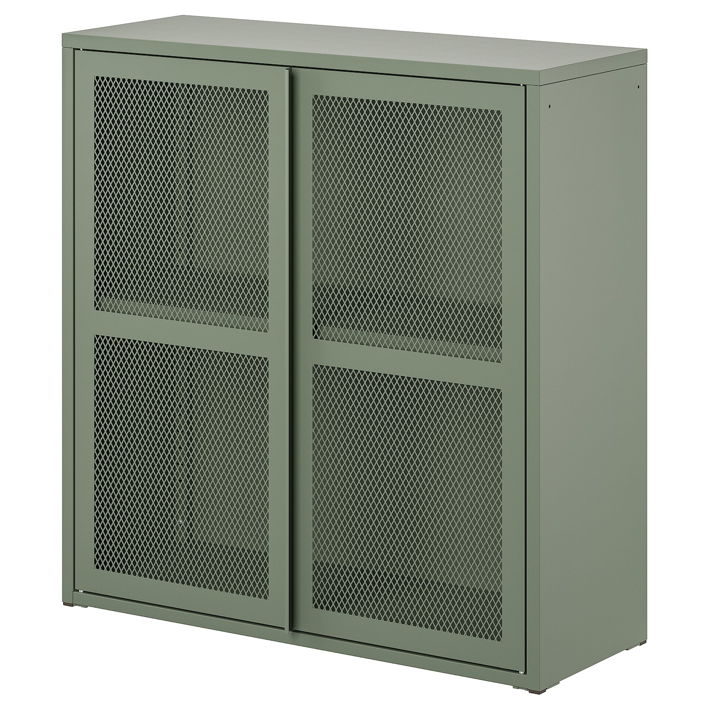 IVAR Cabinet with Doors, 80x83 cm - Grey-green Mesh