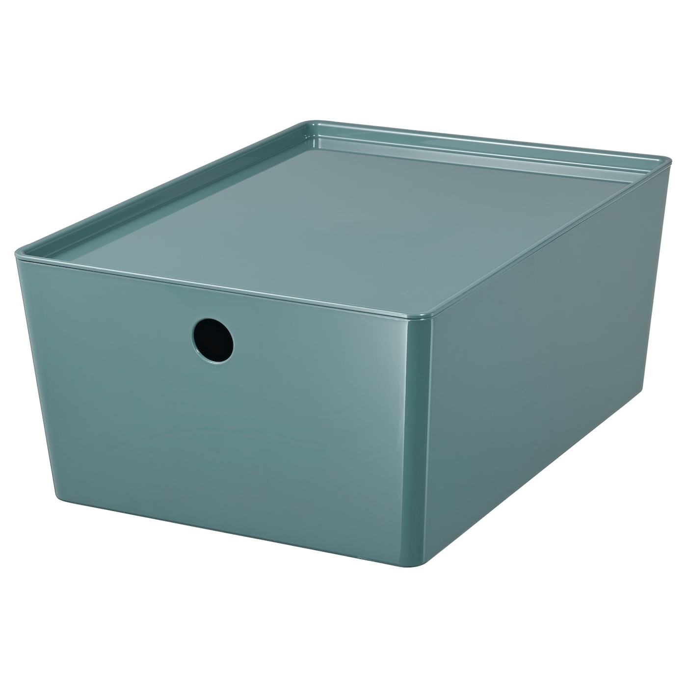 KUGGIS Storage Box with Lid, 26x35x15 cm - Turquoise