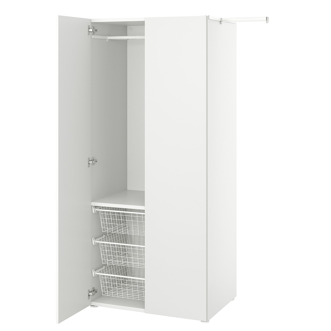 PLATSA Wardrobe With 2 Doors , 110-127x57x181 cm, White
