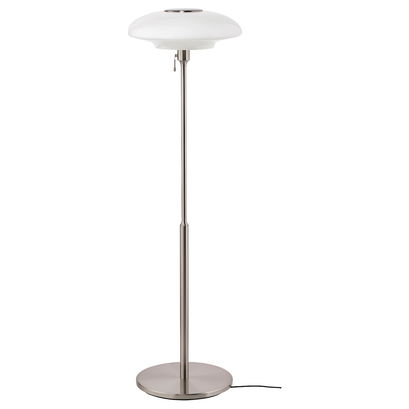 TÄLLBYN Floor Lamp, 135 cm - Nickel-Plated/Opal White Glass