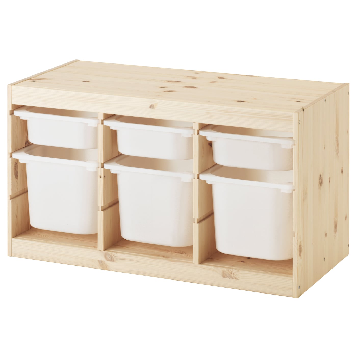 TROFAST Storage Combination With Boxes - Light White Stained Pine/White